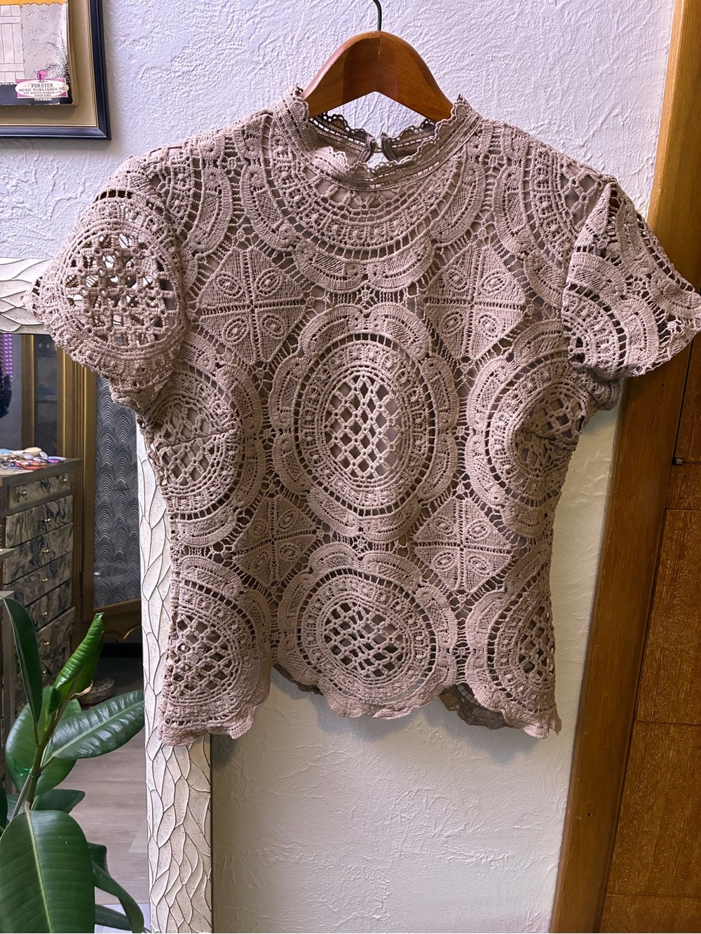 Blush Crochet Lace Short Sleeve Top